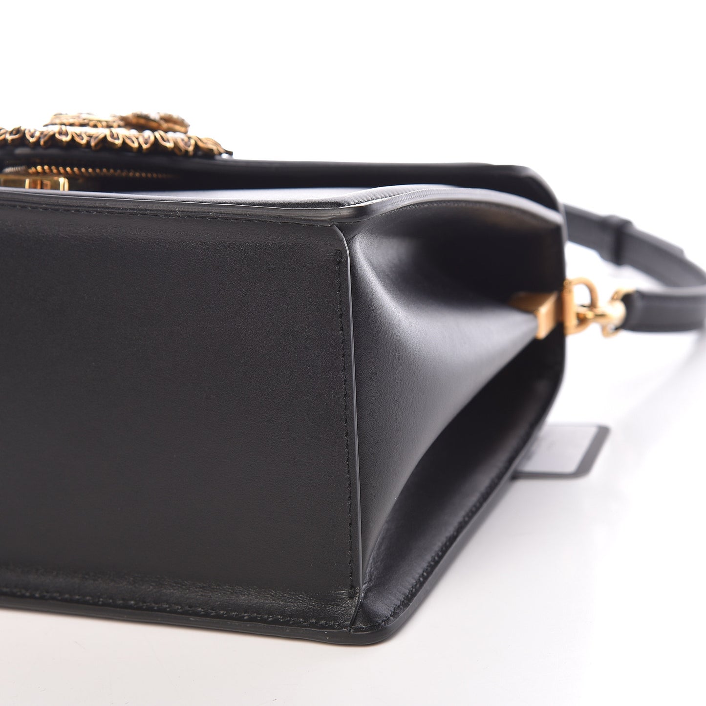 Smooth Calfskin Medium Devotion Envelope Top Handle Bag Black