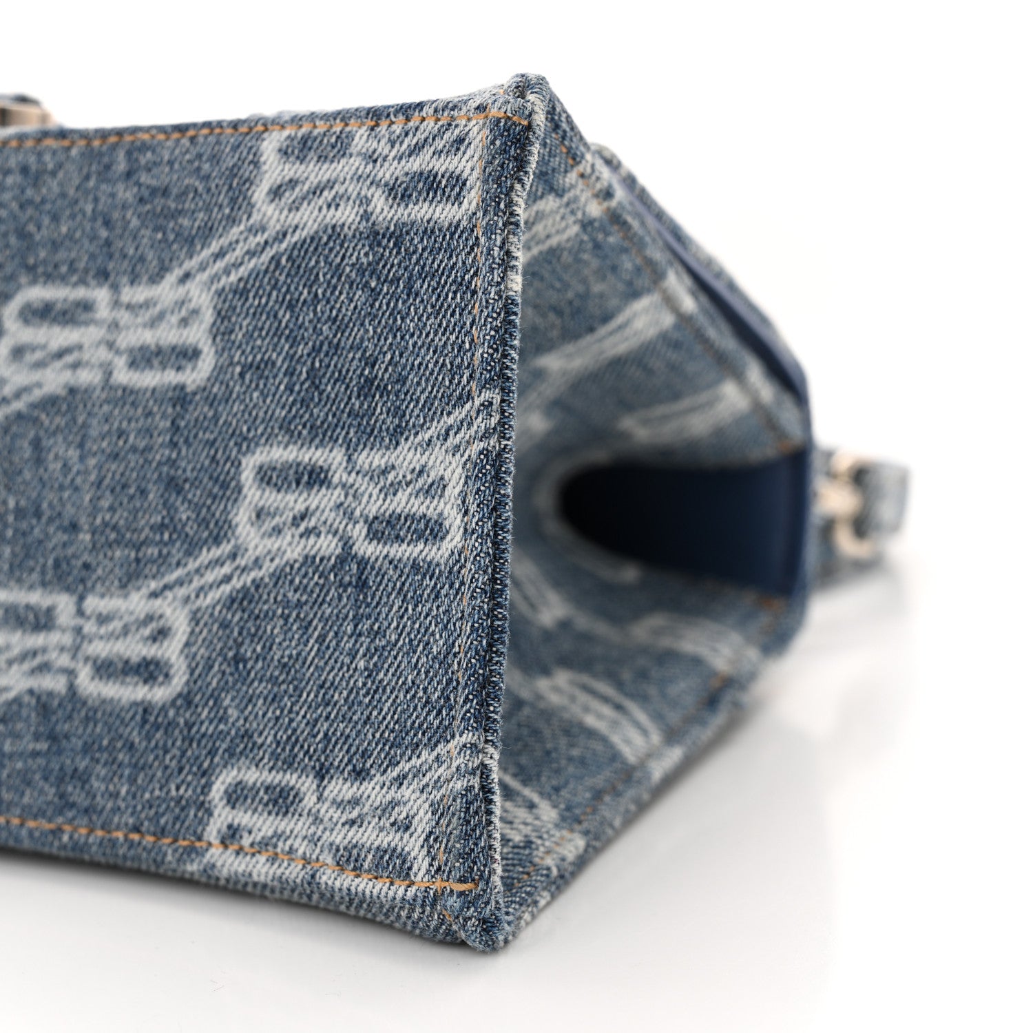 Balenciaga Denim BB Monogram Small Hourglass Top Handle Bag Blue 11 of 13