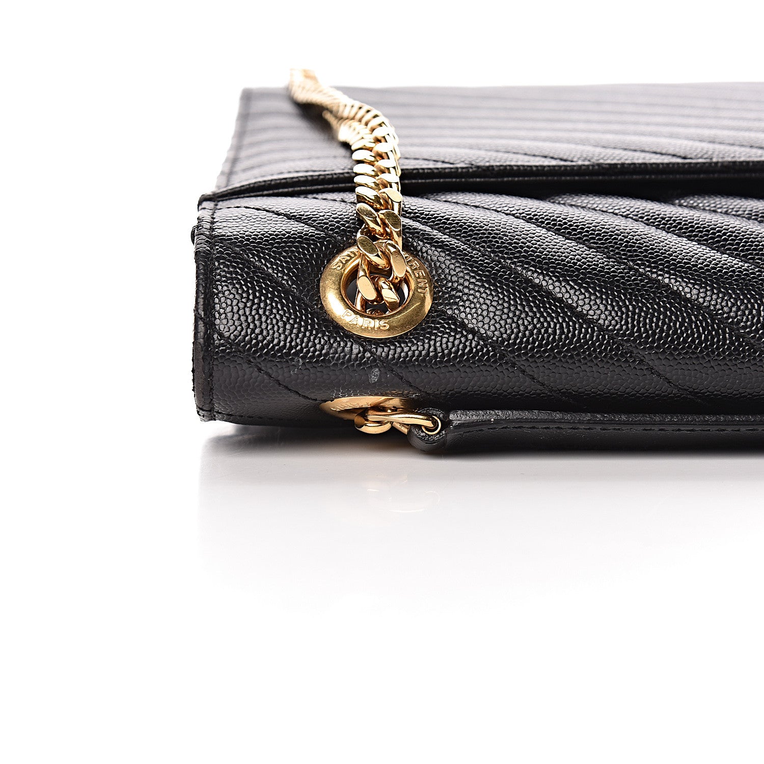 Saint Laurent Grain De Poudre Matelasse Chevron Large Monogram Satchel Black 11 of 20