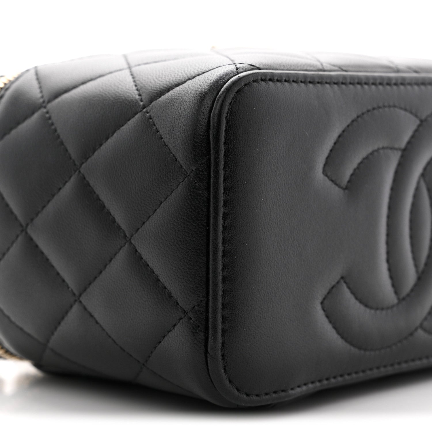 Chanel Lambskin Quilted Small Top Handle Vanity Case With Chain Black 9 of 10