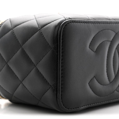 Chanel Lambskin Quilted Small Top Handle Vanity Case With Chain Black 9 of 10
