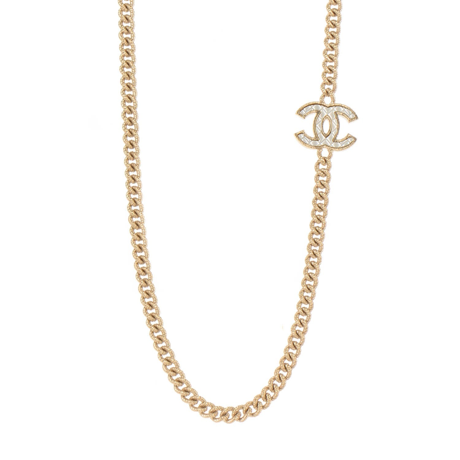 Chanel Quilted Pearl CC Long Chain Necklace Gold 1 of 5
