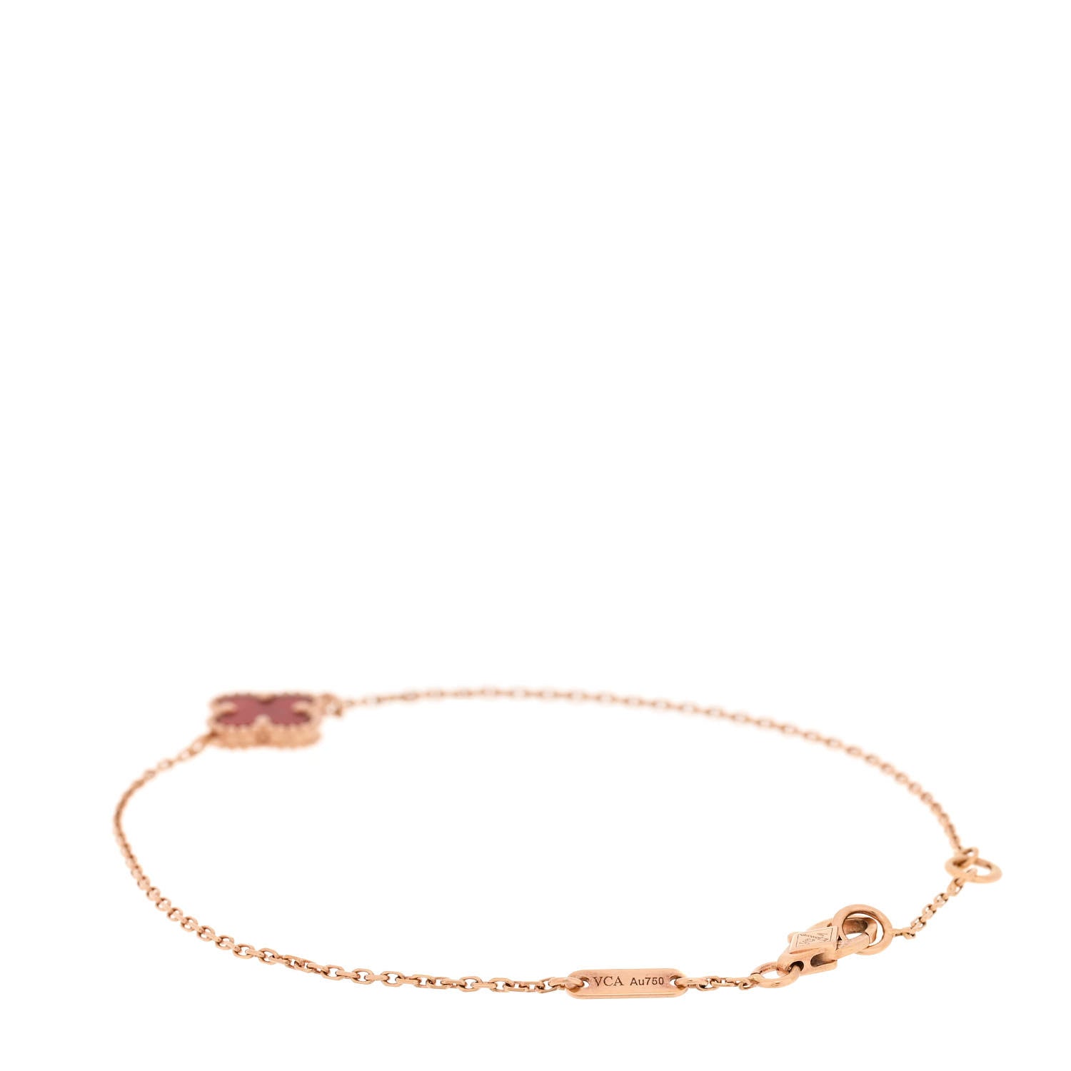 Van Cleef & Arpels 18K Rose Gold Carnelian Sweet Alhambra Bracelet 2 of 5