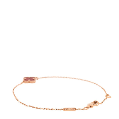 Van Cleef & Arpels 18K Rose Gold Carnelian Sweet Alhambra Bracelet 2 of 5