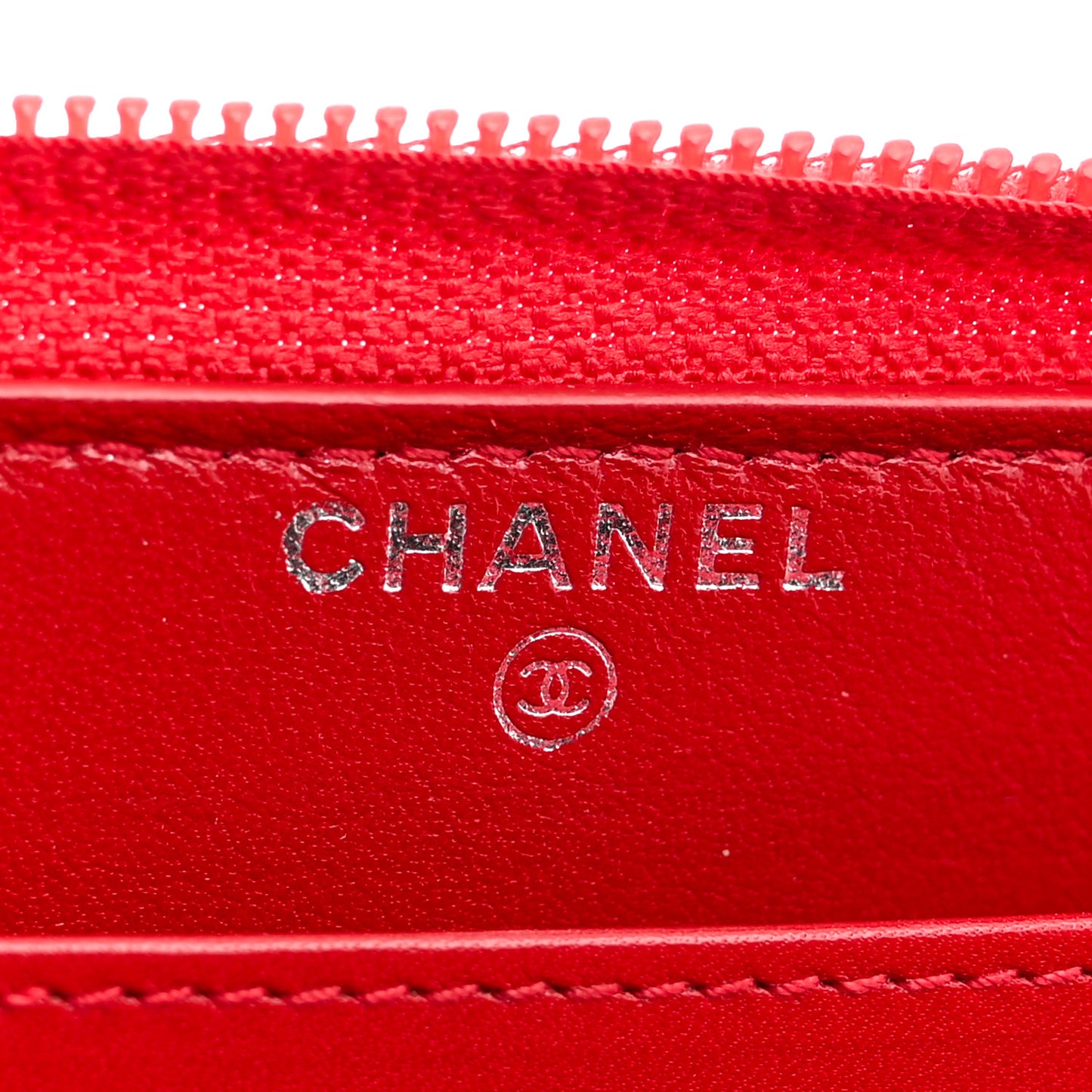 Patent Camellia Embossed Large Gusset Zip Around Wallet Red