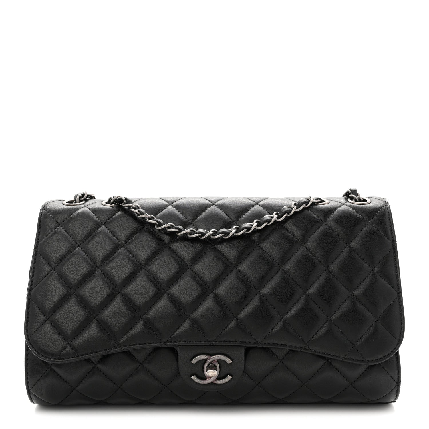 Chanel Lambskin Quilted Jumbo Grocery By Chanel Drawstring