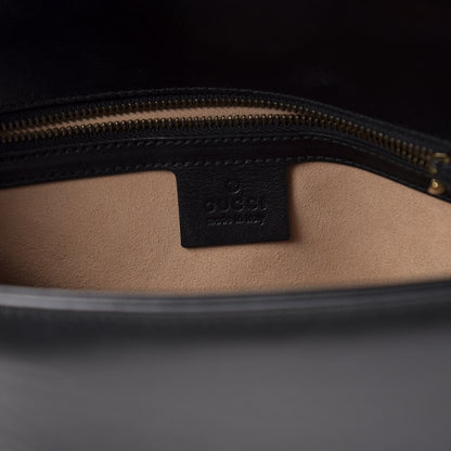 Gucci Calfskin Matelasse Small GG Marmont Top Handle Shoulder Bag Black 6 of 11