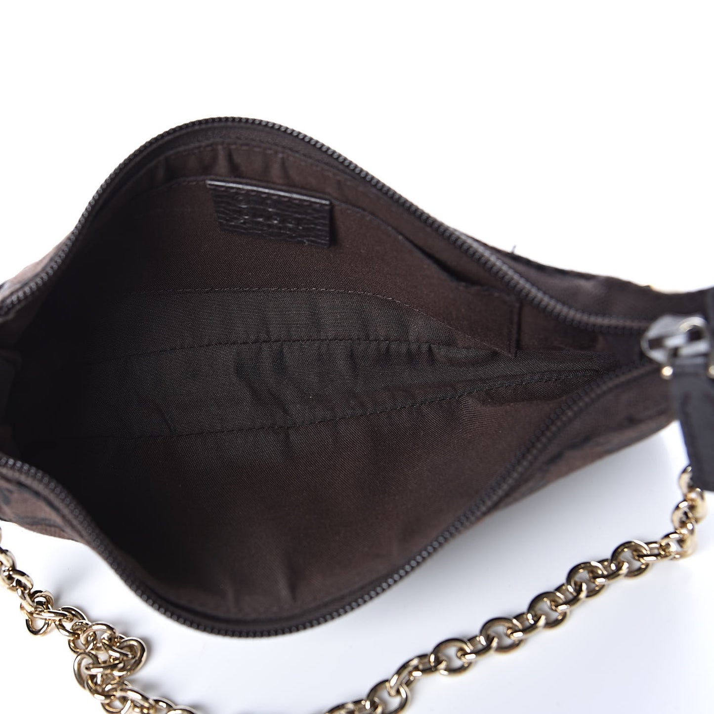 Monogram Studded Chain Clutch Dark Brown