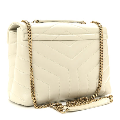 Saint Laurent Calfskin Y Quilted Monogram Small Loulou Chain Satchel Crema Soft 3 of 9