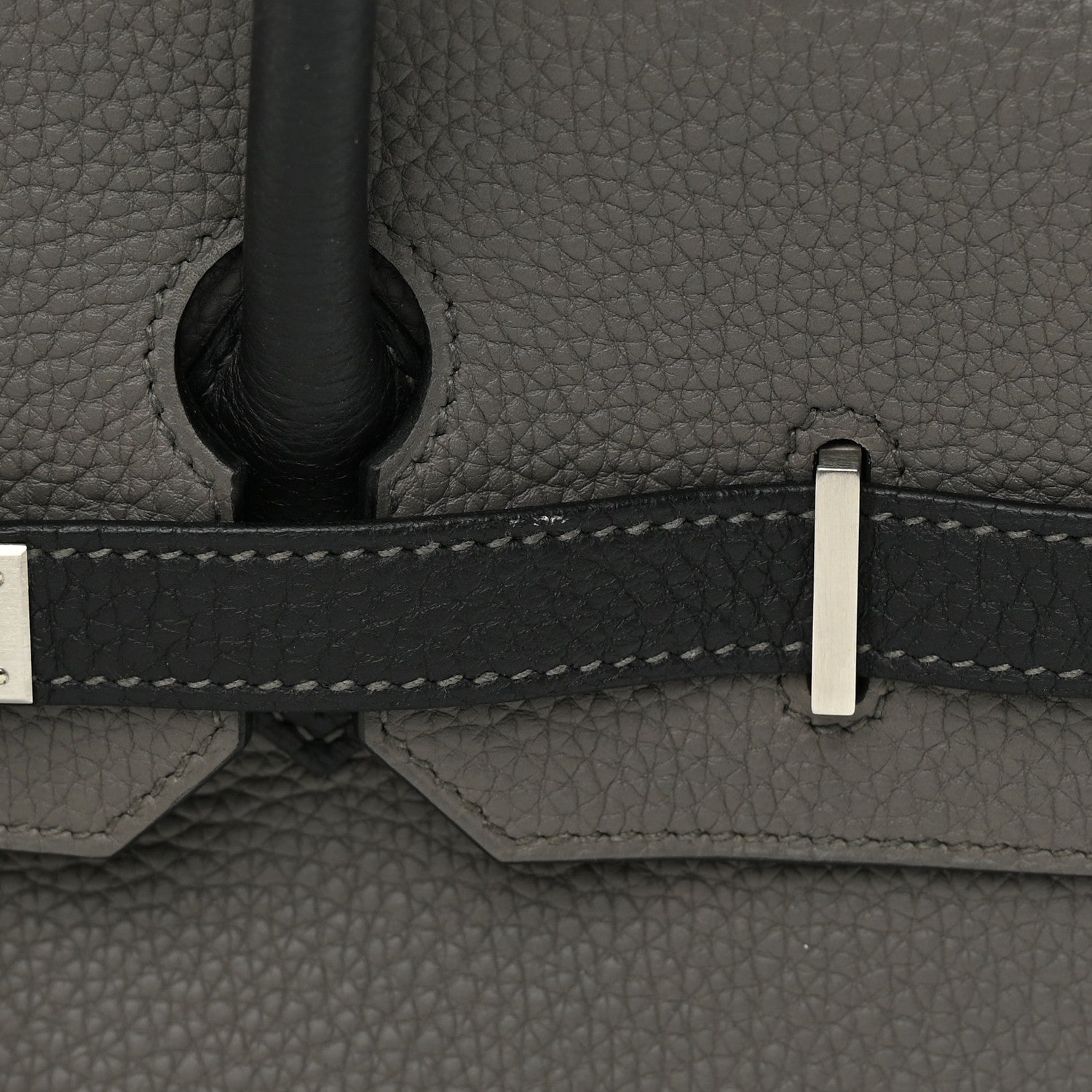 Hermes Togo Bi-Color Horseshoe Birkin 35 Etain Black 15 of 16