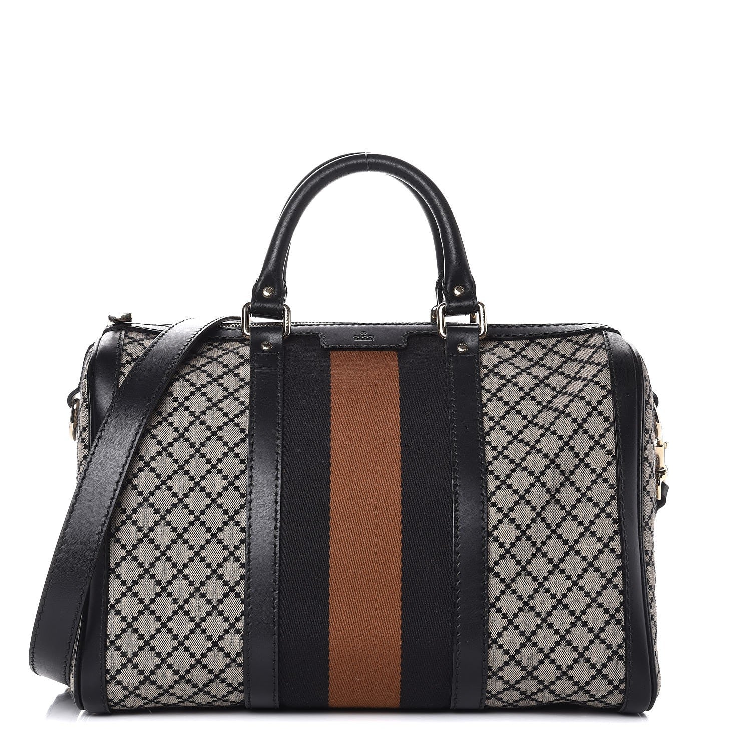 Gucci Diamante Vintage Web Medium Boston Black 1 of 15