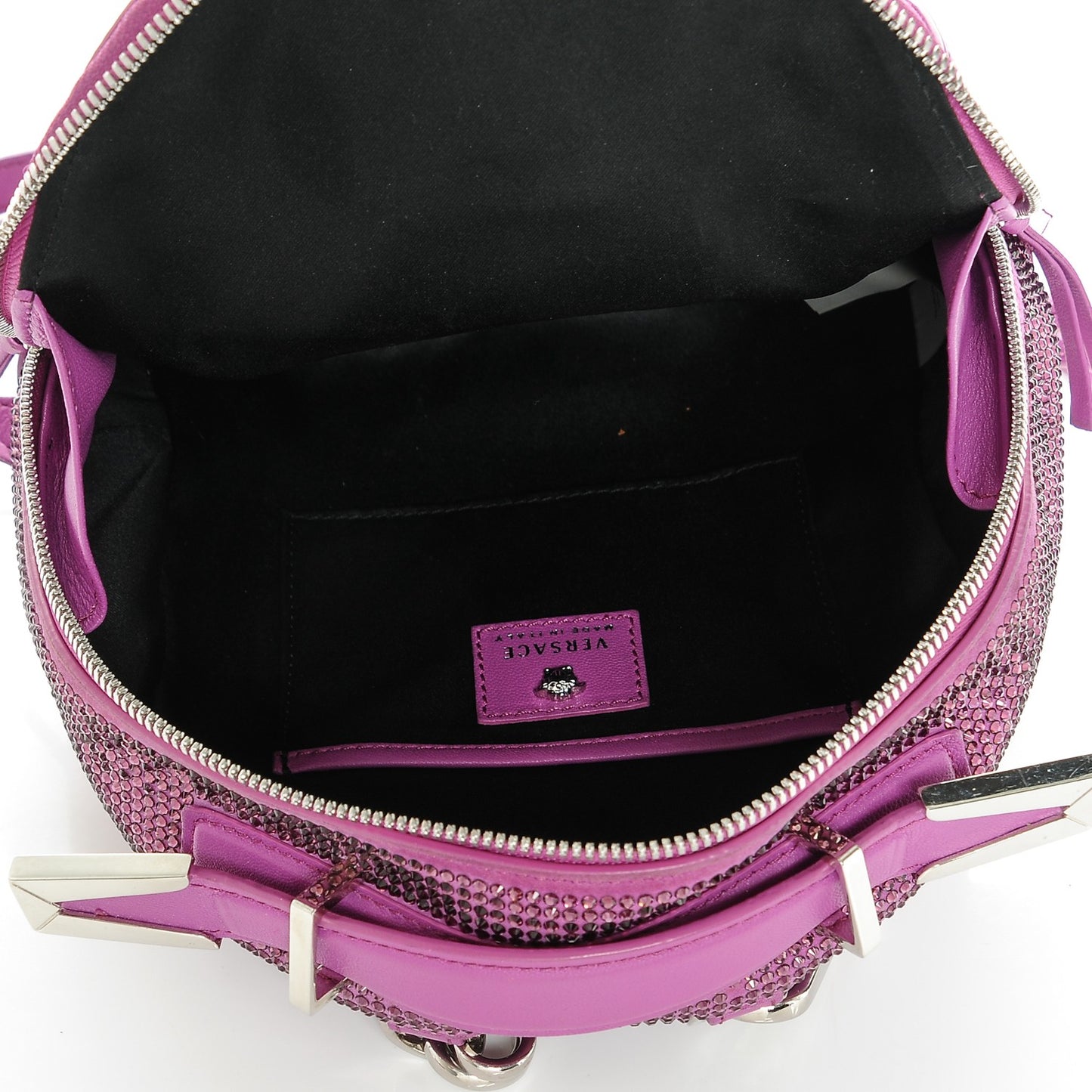 Calfskin Palazzo Crystal Medusa Backpack Pink