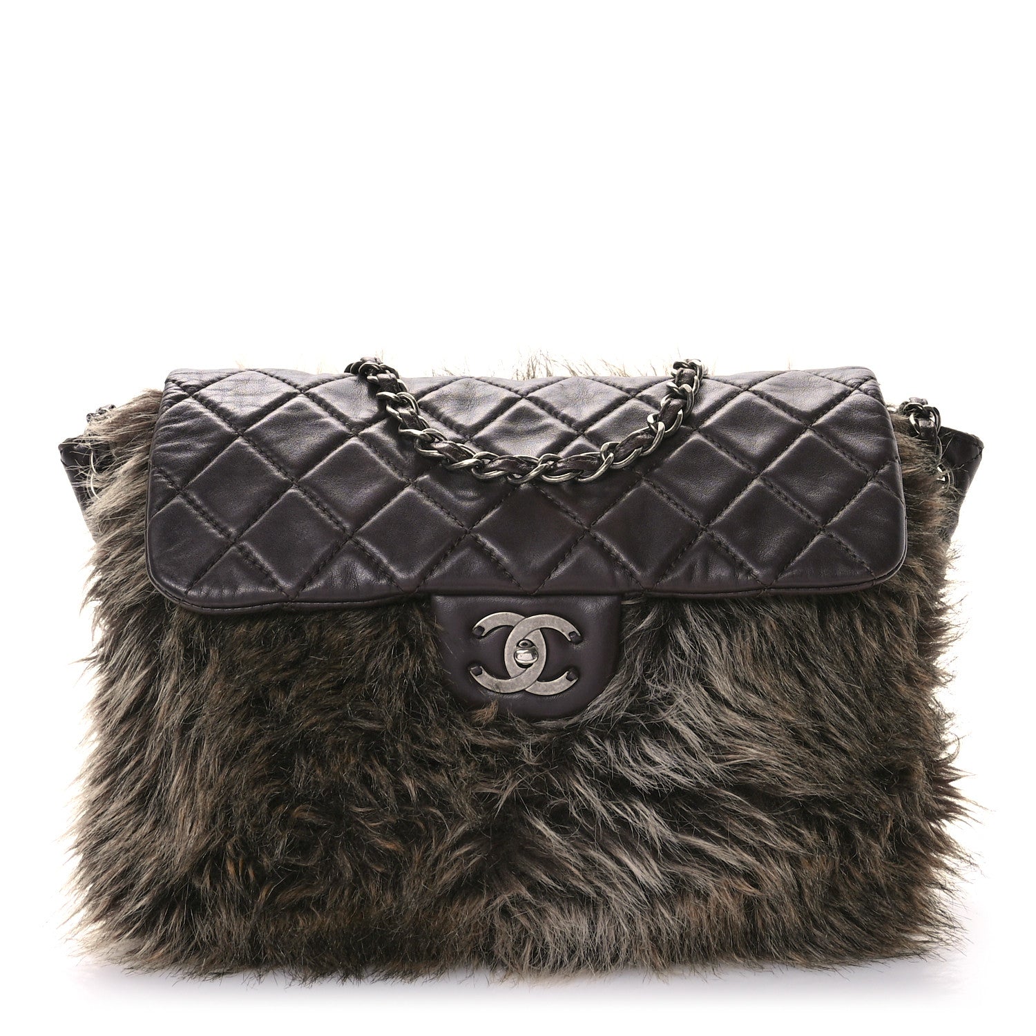Chanel Lambskin Quilted Fantasy Fur Flap Brown 1 of 10