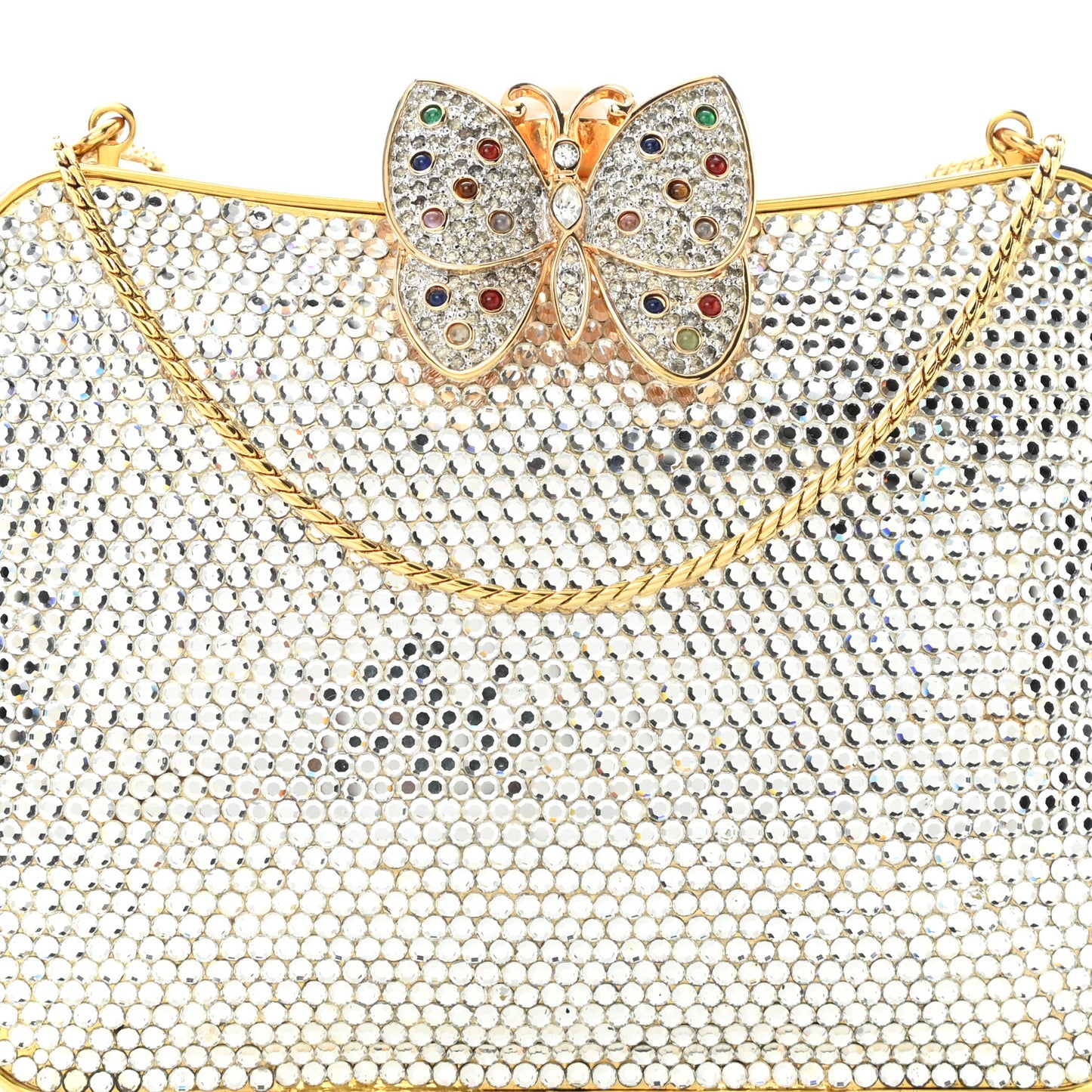 Swarovski Crystal Butterfly Minaudiere Clutch Silver Gold