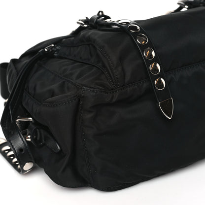 Prada Nylon New Vela Studded Messenger Bag Black 8 of 9