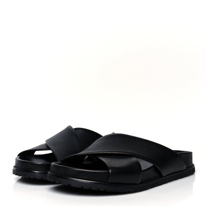 Saint Laurent Calfskin Jimmy Cross Slides 36 Black 3 of 10