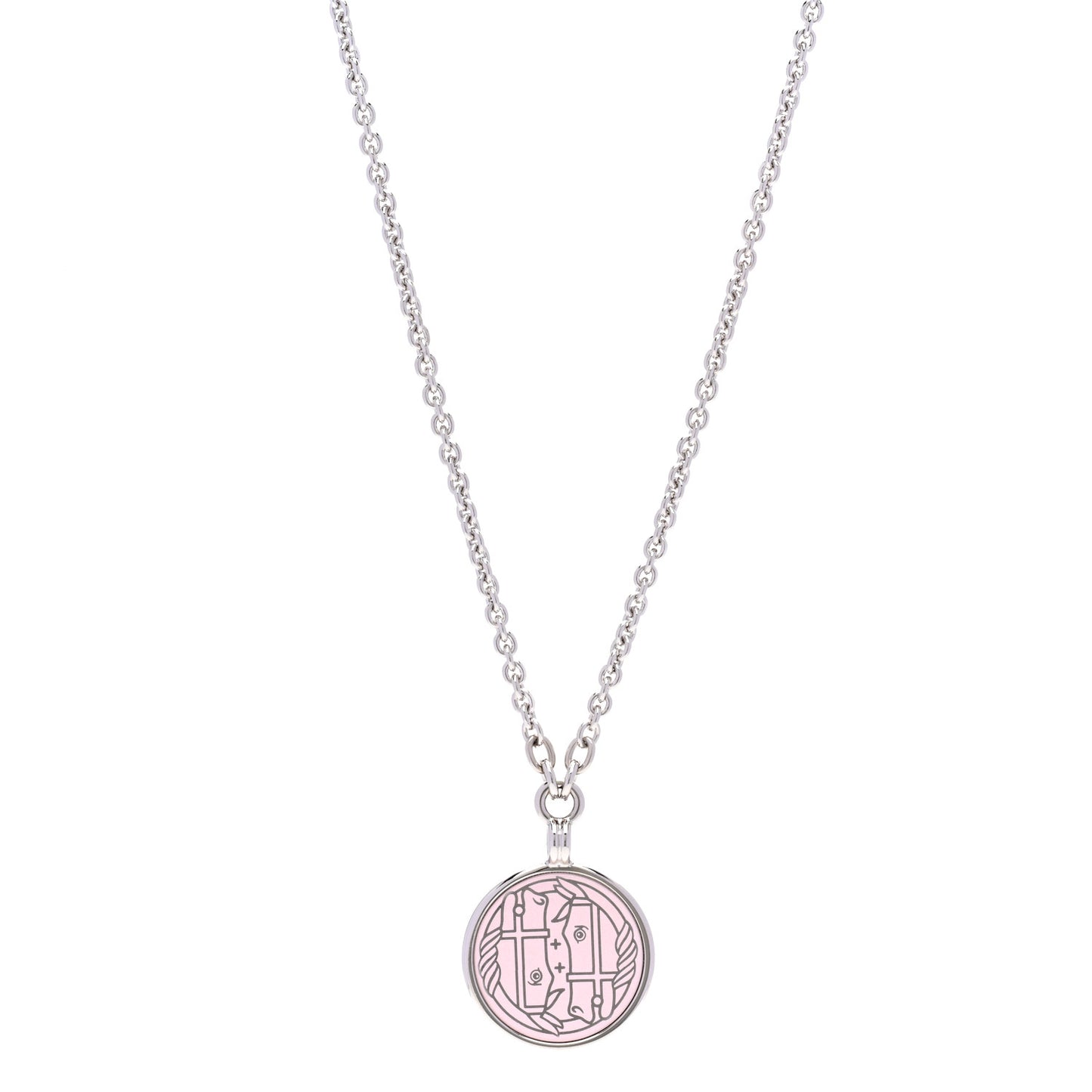 Palladium Enamel Large Medaille Quadrige Necklace White Platine Rose Candeur