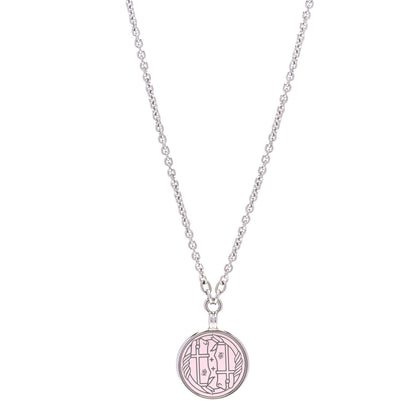 Hermes Palladium Enamel Large Medaille Quadrige Necklace White Platine Rose Candeur 1 of 7