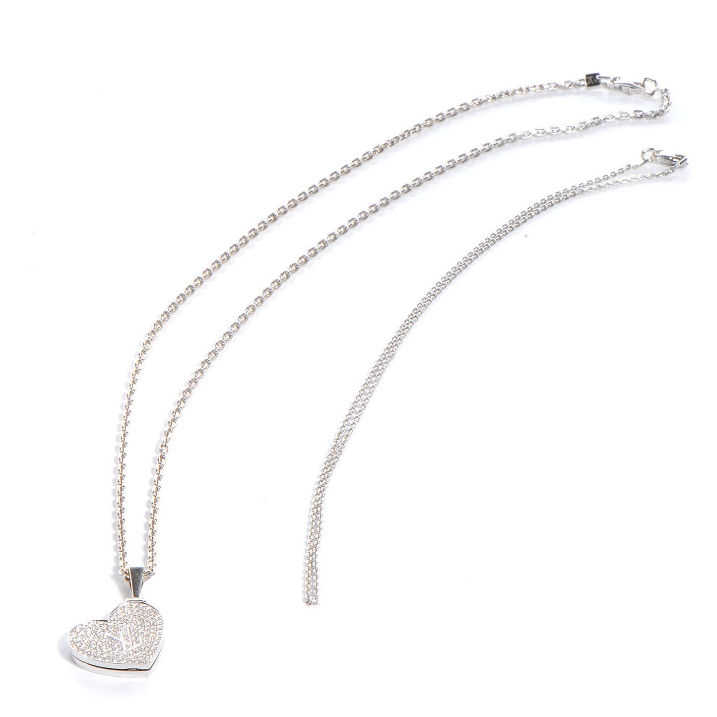 18K Small White Gold And Diamonds Heart Pendant