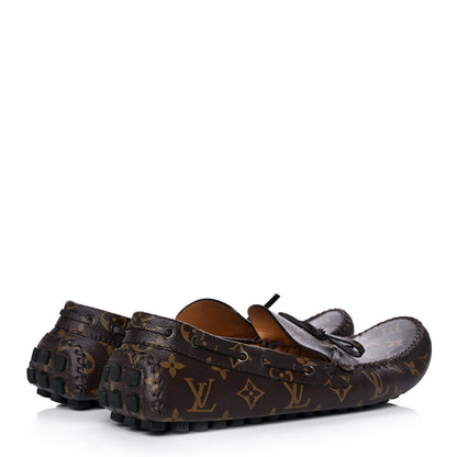 Louis Vuitton Monogram Mens Arizona Car Shoe Moccasin Loafers 12 Macassar 4 of 11