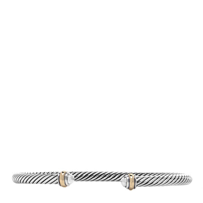 David Yurman Sterling Silver 18K Yellow Gold 4mm Cable Classics Bracelet 1 of 5