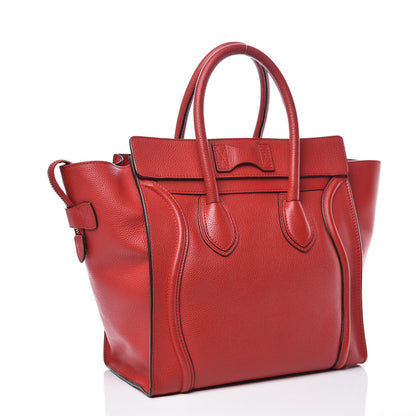 Celine Drummed Calfskin Mini Luggage Coquelicot 3 of 12