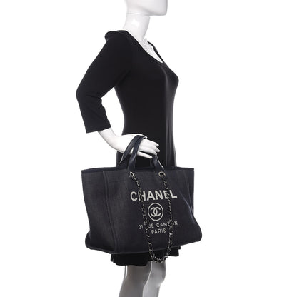 Chanel Denim Medium Deauville Tote Dark Blue 3 of 11