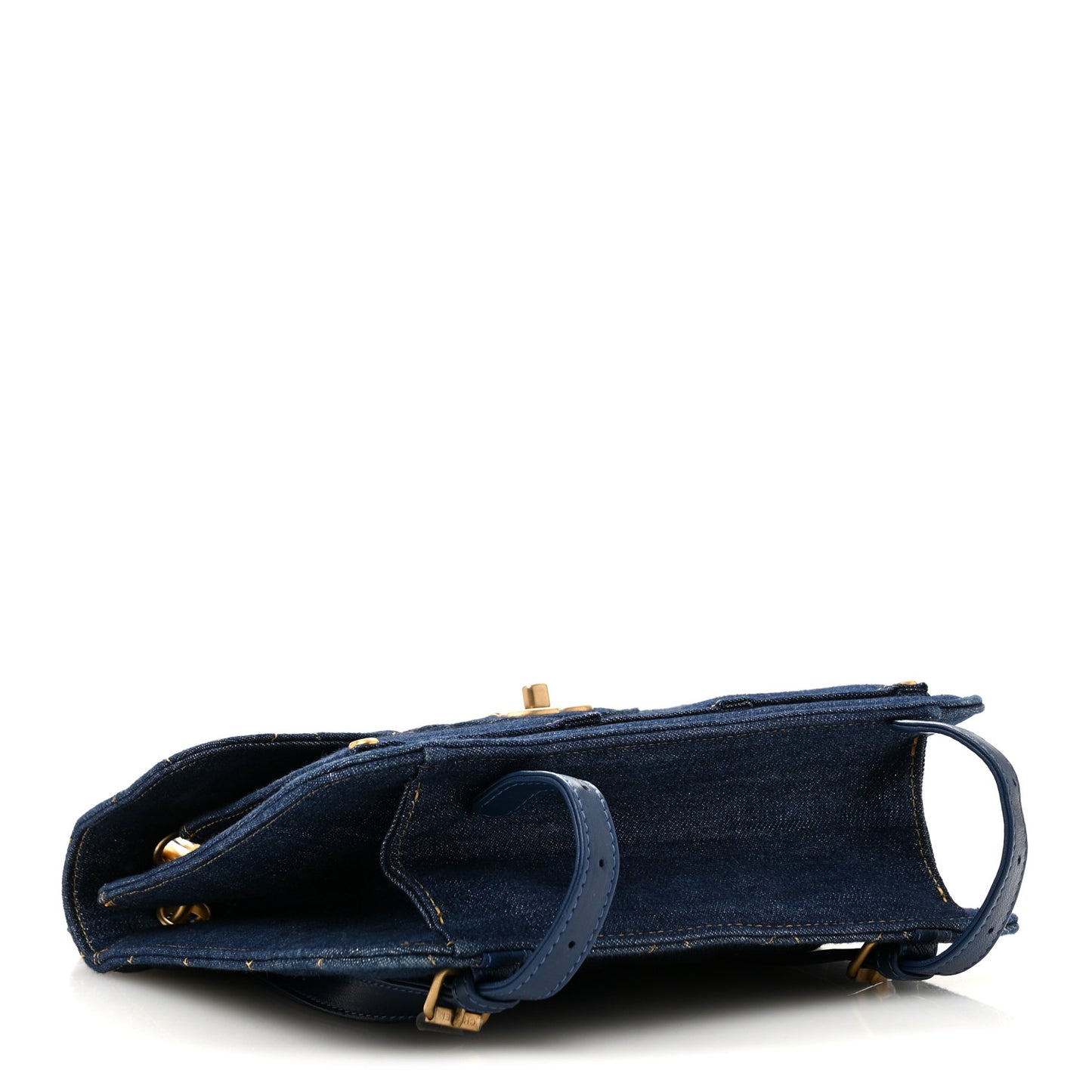 Denim Quilted Double You Backpack Blue Golden