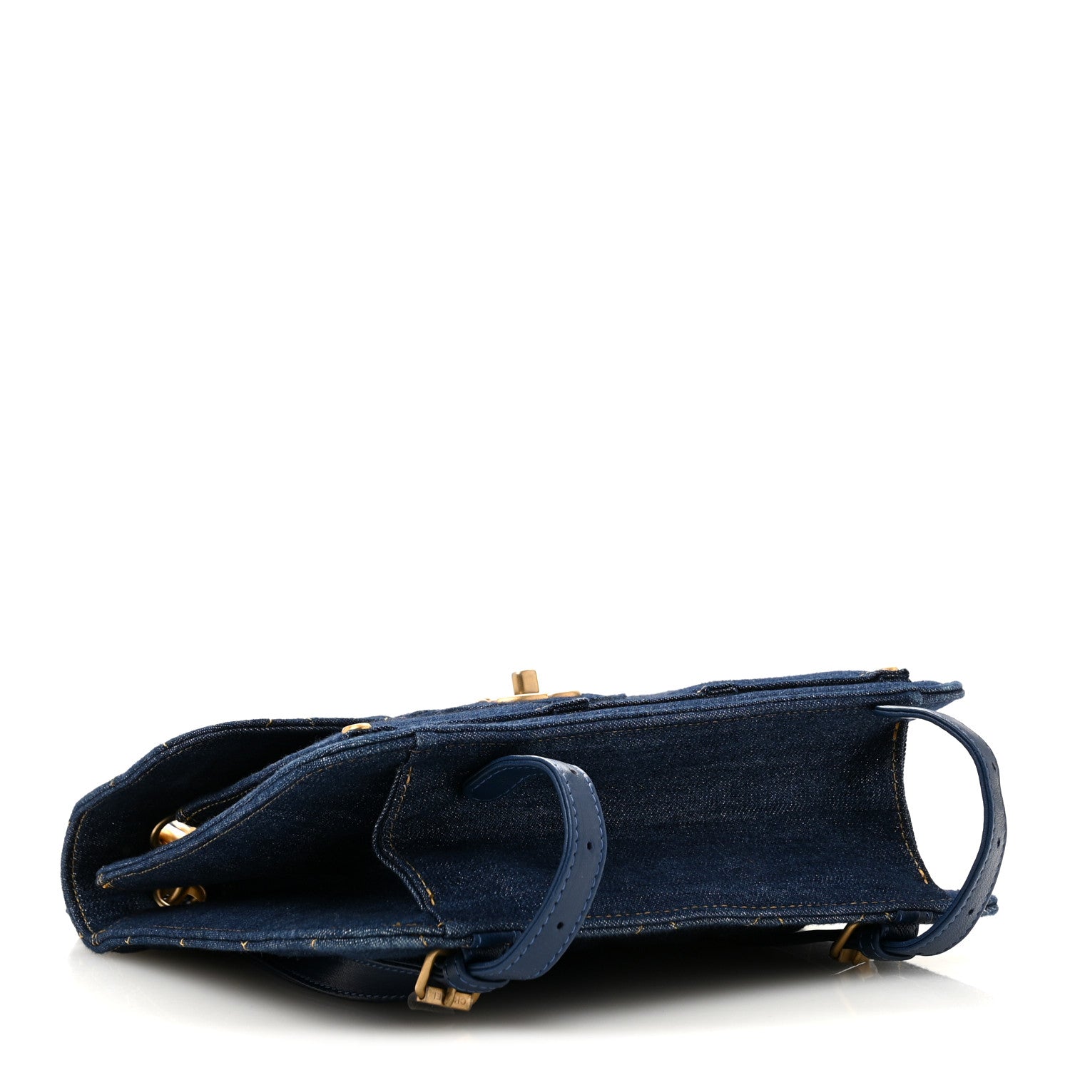 Chanel Denim Quilted Double You Backpack Blue Golden 4 of 10