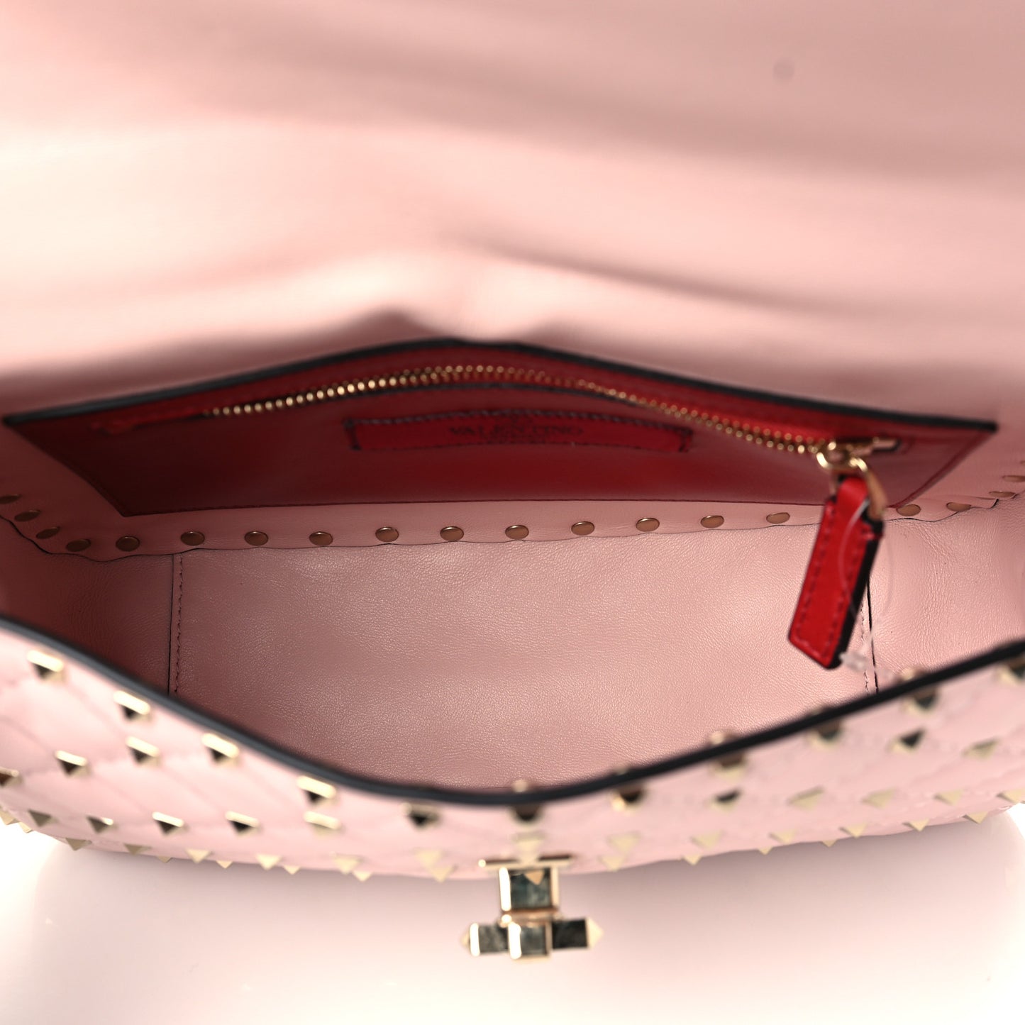 Nappa Medium Rockstud Spike Shoulder Bag Water Rose