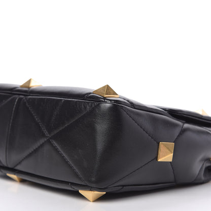Valentino Garavani Nappa Large Roman Stud Shoulder Bag Black 7 of 9