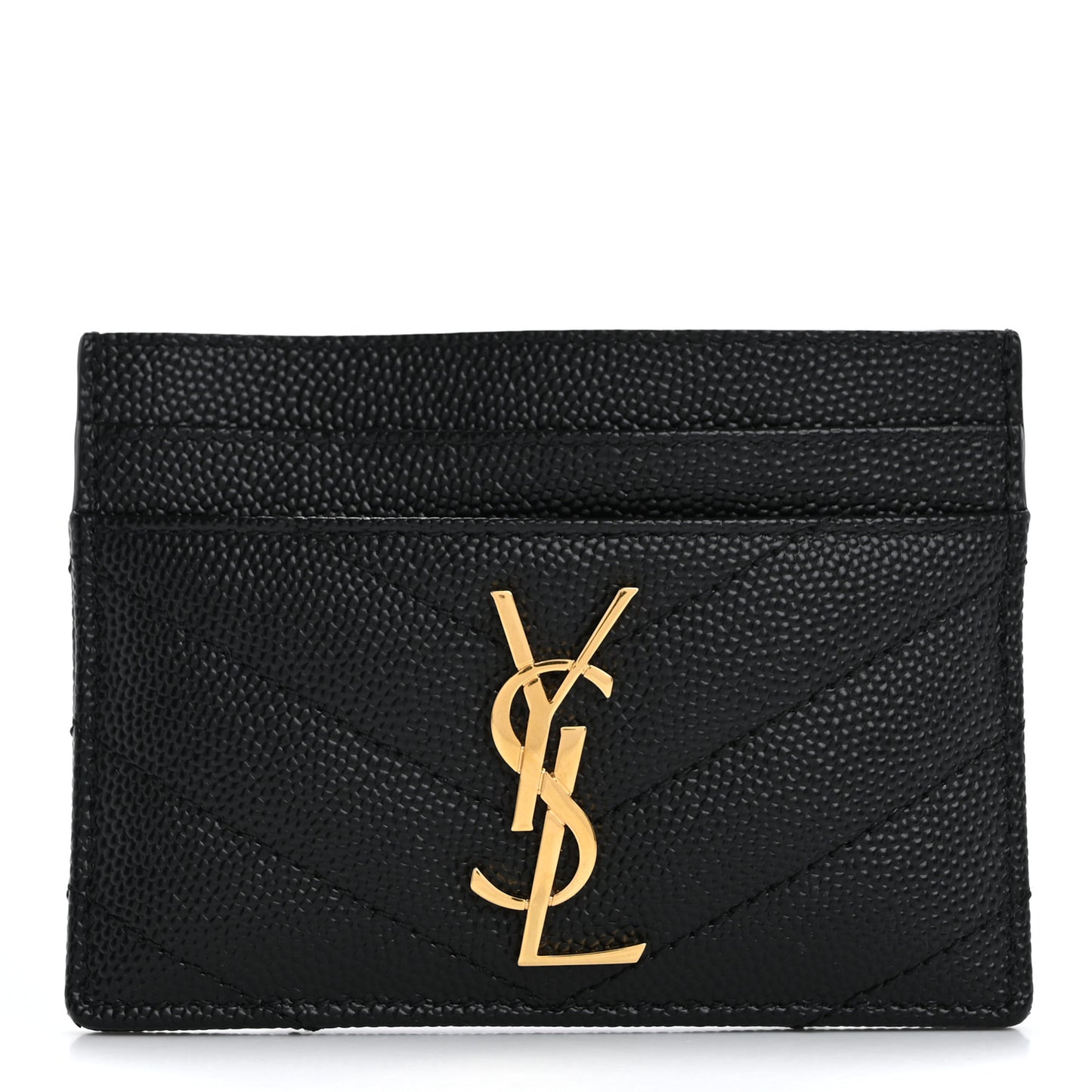 Grain De Poudre Matelasse Chevron Monogram Credit Card Case Black