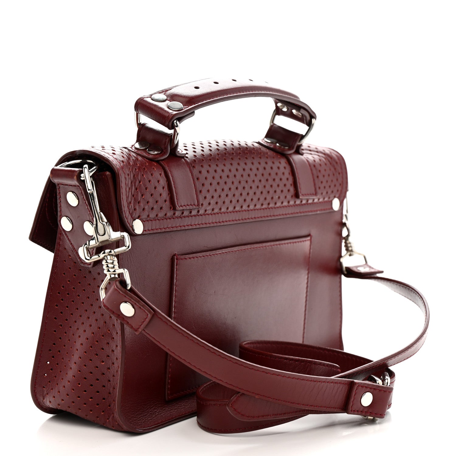 Proenza Schouler Lambskin Perforated Tiny PS1 Satchel Burgundy