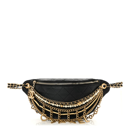 Chanel Lambskin Quilted All About Chains Waist Belt Bag Black 1 of 10