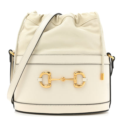 Gucci Azalea Sakai Calfskin Horsebit 1955 Drawstring Bucket Bag Mystic White 1 of 11