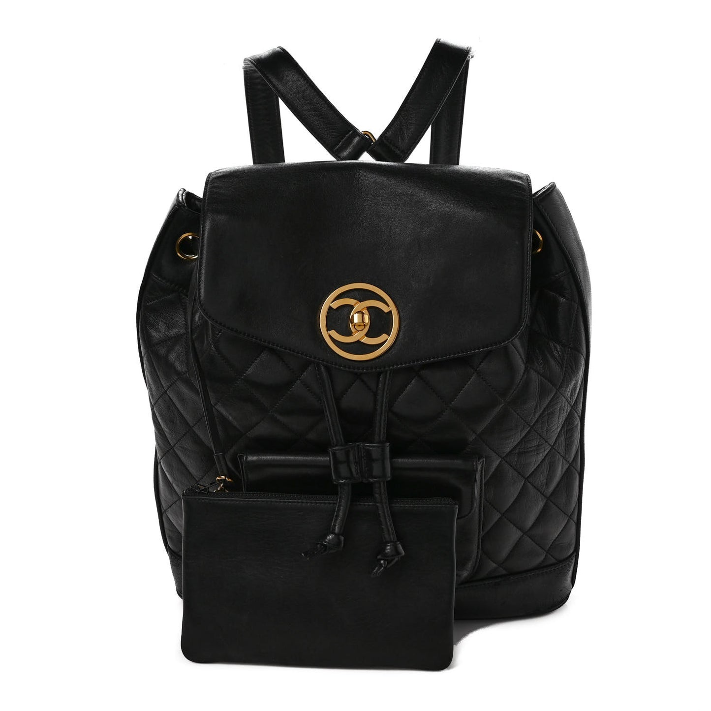 Lambskin Quilted CC Backpack Black