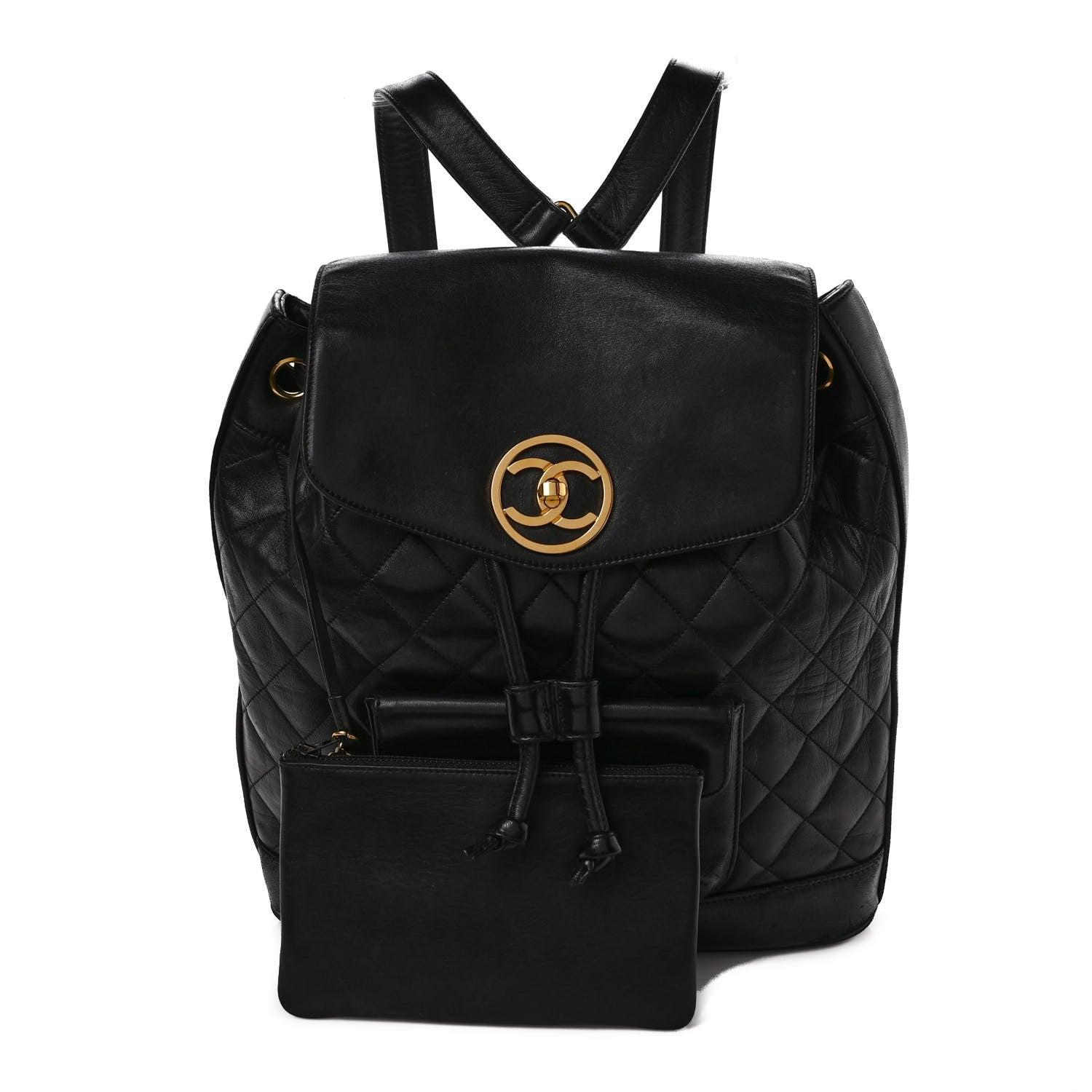 Chanel Lambskin Quilted CC Backpack Black 1 of 9