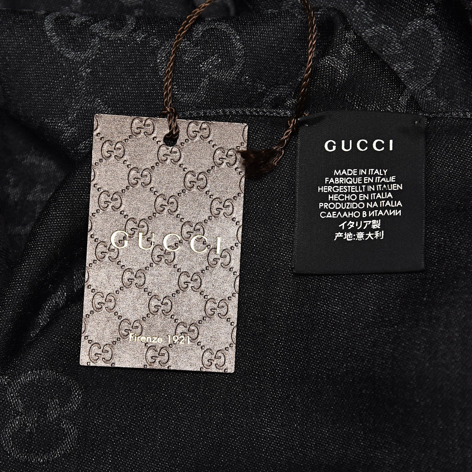 Gucci Wool Silk GG Monogram GGNat Scarf Anthracite 4 of 4