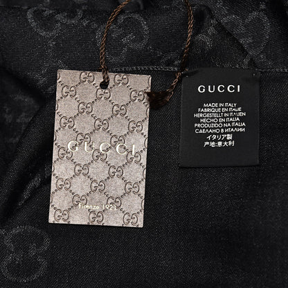 Gucci Wool Silk GG Monogram GGNat Scarf Anthracite 4 of 4