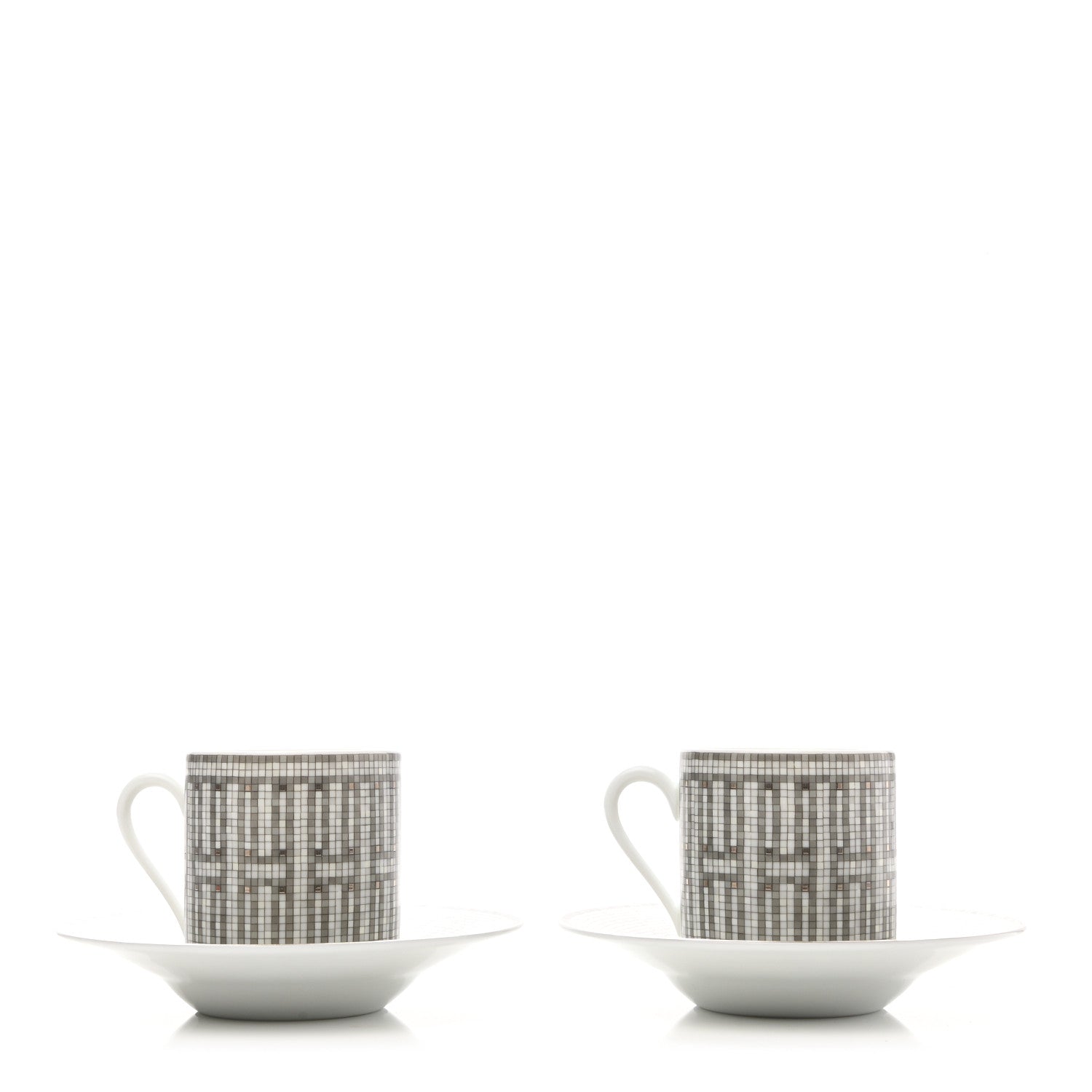 Hermes Porcelain Mosaique au 24 Coffee Cup and Saucer Set of 2 3 of 12