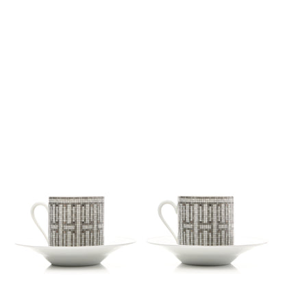 Hermes Porcelain Mosaique au 24 Coffee Cup and Saucer Set of 2 3 of 12