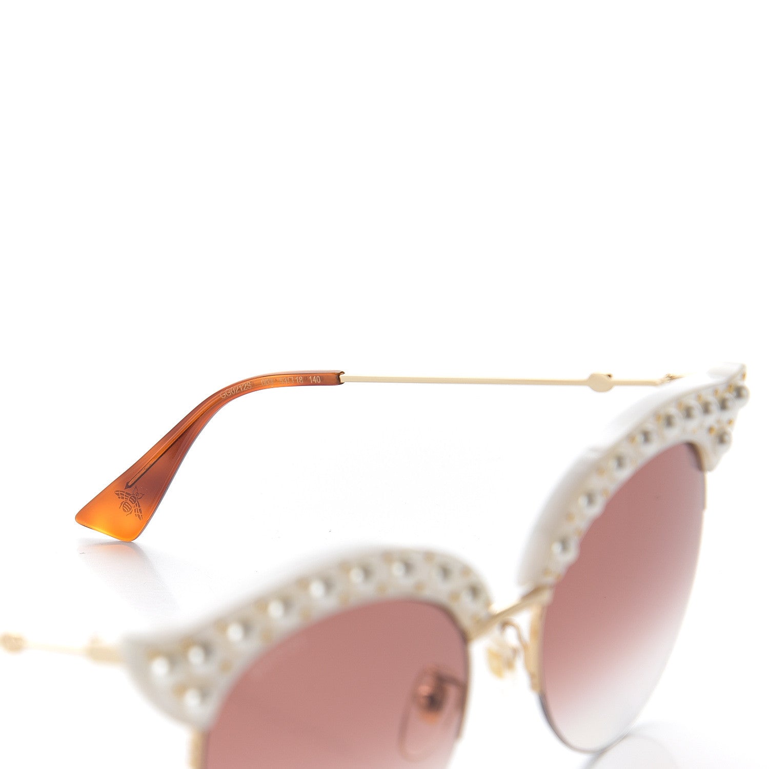 Gucci Pearl Cat Eye Sunglasses GG0212S White 6 of 8
