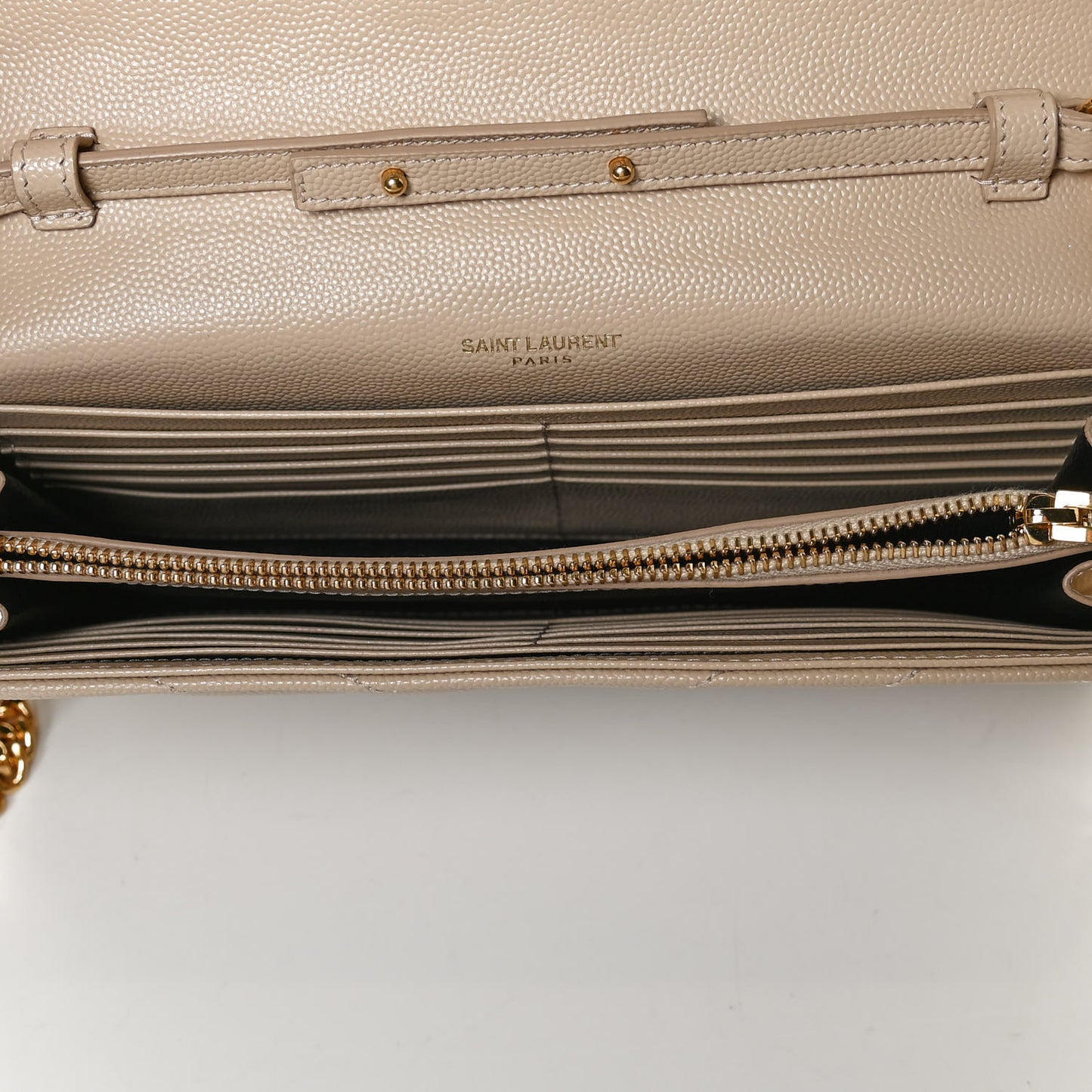 Grain De Poudre Matelasse Chevron Monogram Chain Wallet Nude Powder