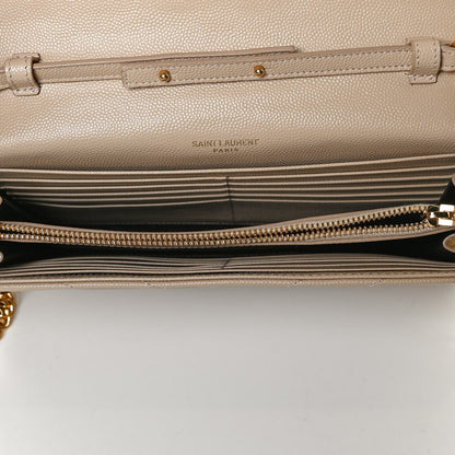 Saint Laurent Grain De Poudre Matelasse Chevron Monogram Chain Wallet Nude Powder 5 of 11