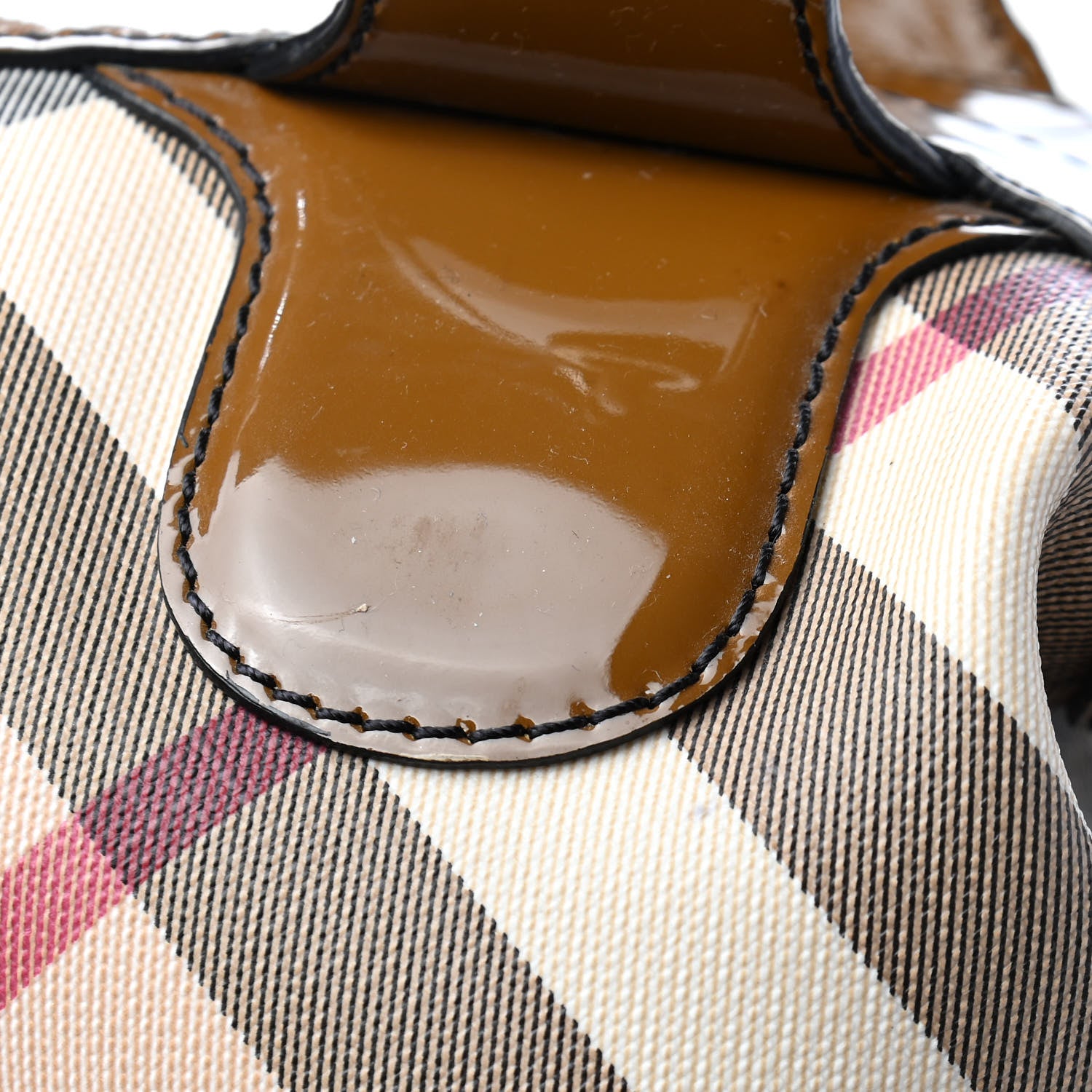 Burberry Patent Nova Check Satchel Brown 8 of 8