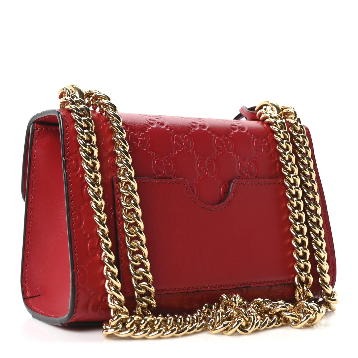 Guccissima Small Padlock Shoulder Bag Hibiscus Red