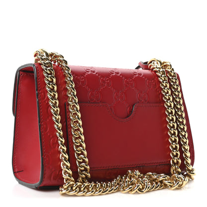 Gucci Guccissima Small Padlock Shoulder Bag Hibiscus Red 3 of 10