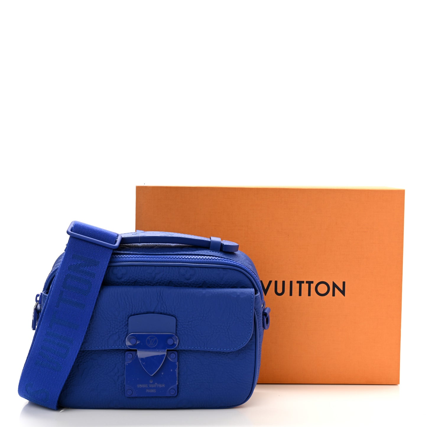 Taurillon Monogram S Lock Messenger Blue
