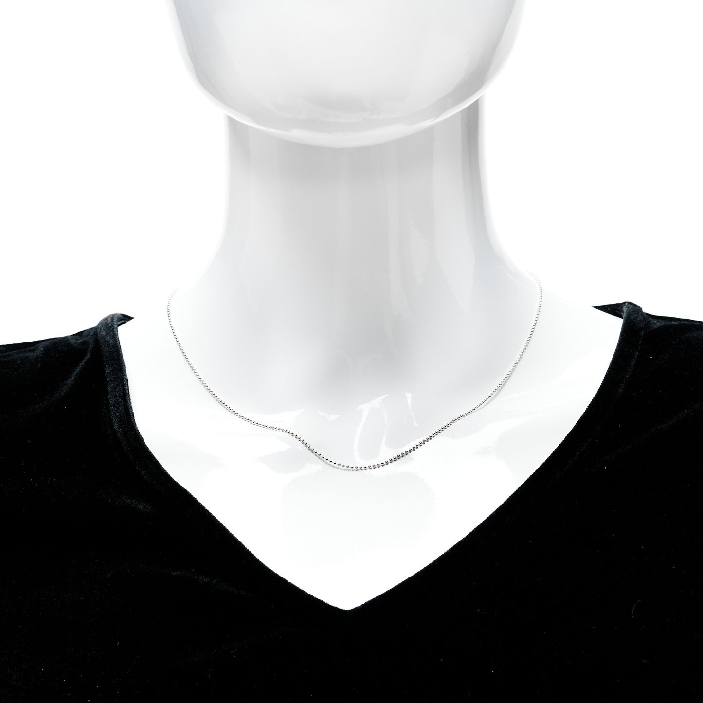 Sterling Silver 1.2mm Bead Chain Necklace 18"