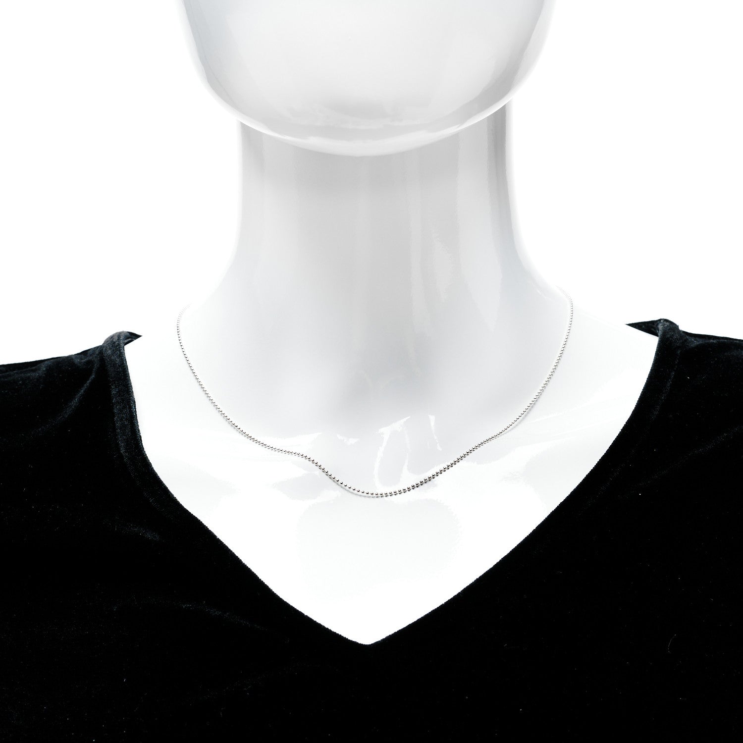 Tiffany Sterling Silver 1.2mm Bead Chain Necklace 18" 2 of 9